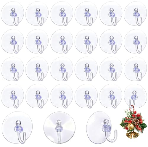 Crochet Ventouse Transparent, 40 Pièces Petites Crochets à Ventouses en PVC de 40mm, Ronde Ventouses avec Crochets pour Salle de Bain, Cuisine/Maison, Mural, Serviette de Douche, Fenêtre, Déco de Noël