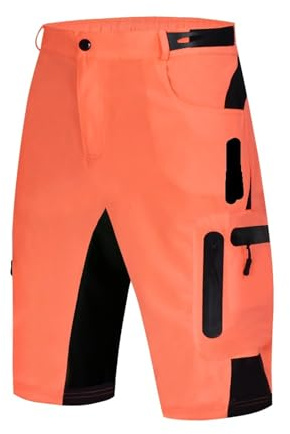 Shorts de Cyclisme Motocross Racing Moto Downhill Vélo VTT Été Pantalons Courts pour Homme(Orange,3XL)