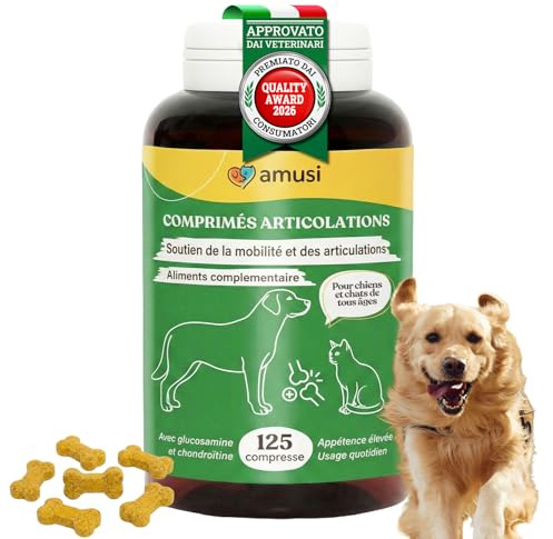 AMUSI 125 Comprimés Articulations – Glucosamine Chondroitine & Curcuma – Complément Alimentaire pour la Mobilité Quotidienne et Le Bien-Être Articulaire