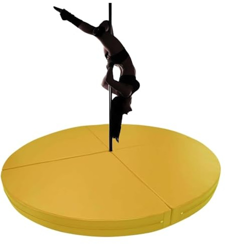 Generisch Pole-Dance-Matte, Dicke, runde Fallschutzmatte für Pole Dance, faltbares Polster für die Stange, 160 cm x 5 cm (63 Zoll x 2 Zoll) – gelbe Fallschutzmatte