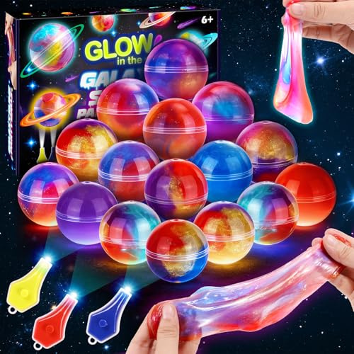 Hapikids Slime Party Bag Fillers for Kids Girls Boys, Toys for 6 7 8 9 10 11 12 Year Old Boys Girls Galaxy Glowing Balls Slime Kit 6-12 Year Old Girl Boy Gifts Party Favours Kids Birthday Presents