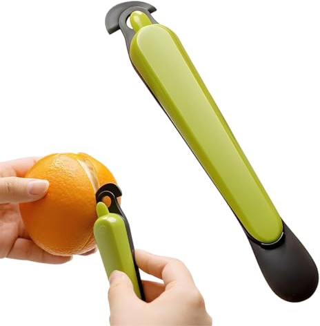Quesuc 1 Pieza Pelador De Naranjas 6-En-1 Pelador De Frutas De Plástico Para Pomelo, Limón, Lima Y Para Abrir Paquetes Verde 18.5 Cm De Larg