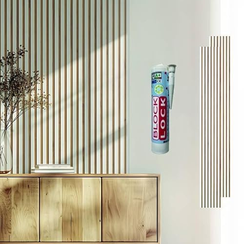 DECOON Lot de 2 Panneaux tasseaux Bois avec Colle - 250 x 30 x 1,4 cm décor Blanc/Fond Rigide chêne - 1,5m²