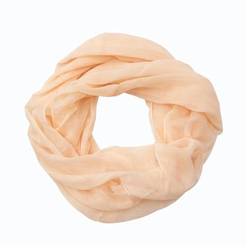 Generisch Damen Loop Schal Loopschal Rundschal Schlauchschal Tuch Halstuch aus 50% Seide 50% Baumwolle Uni einfarbig für Frühling Sommer Ganzjährig Größe ca. 45 × 160 cm