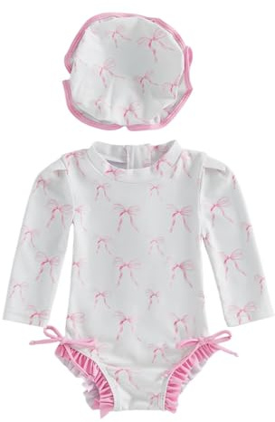 Bañador Piscina, Traje de Baño Infantil con Capucha y Manga Larga Solar UPF 50+ para Bebés y Niñas Pequeñas