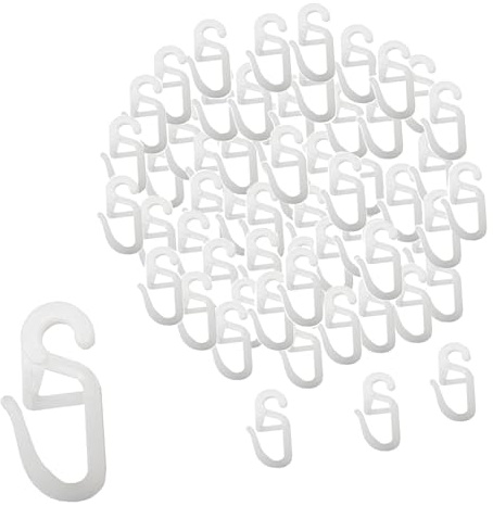 Lot de 200 Crochets Rideau Rail en Plastique Blanc, Glisseur Silencieux pour Tringle à Rideaux, Accroche Rideau Universel pour Fenêtre, Porte et Douche, Accessoires de Draperie à Clipser Facilement