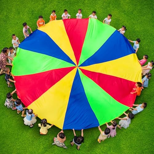 Rainbow Parachute Toy, 3m Rainbow Play Parachut Outdoor Teamwork Game Parachute Body Strength Training