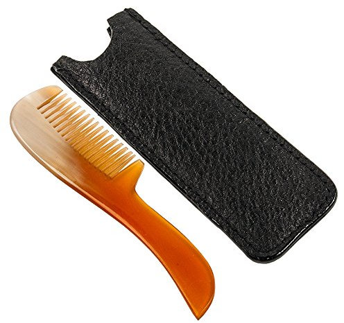 Parker Safety Razor Genuine 100% Horn Mustache & Beard Comb With Leather Case From