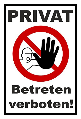 Melis-Folienwerkstatt Schild Verbotszeichen - Privat - Betreten verboten – 15x10 cm – 3mm Aluverbund – Bohrlöcher – mehrere Größen/Materialien