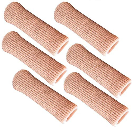 SOHLER 6 Packs Closed Toe Caps Finger Covers Sleeve Protectors, Stretchable Fabric Lined with Soft Gel (Small 3/8x 2-1/2)