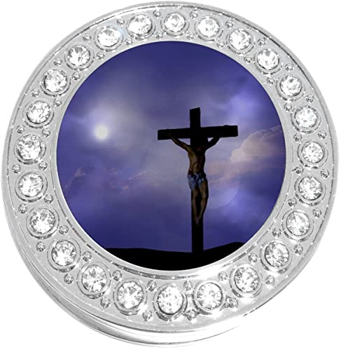 NewCharms Jesus on Cross Purse Hanger with Bling - Keeps Your Bag Off The Floor and Folds to Fit in Your Handbag