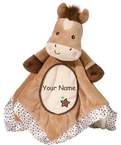 Personalized Brown and Tan Horse Lil Snuggler Blanky for Baby Boy or Baby Girl Blanket - 21 Inches