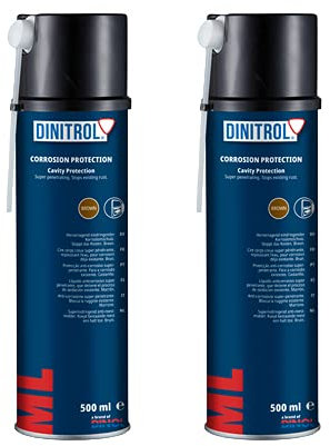 2 x Dinitrol ML Penetriermittel, Rostschutz, Hohlraumwachs, 500 ml Sprühdose, für Türen