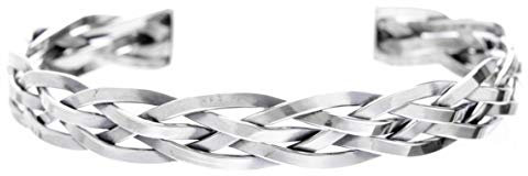 Windalf Silber Armreif THORALF Ø 6.2 cm Flecht-Zopf Armschmuck Trachtenschmuck Handgeschmiedet 925 Sterlingsilber