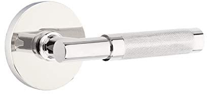 Emtek Select Passage, Disk Rosette, T-Bar Stem, Knurled Handle, Polished Chrome, RH