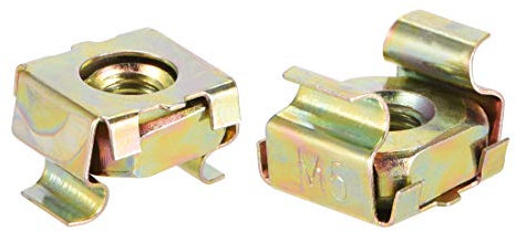 sourcing map 10 Pcs M5 Käfigmuttern für Server Rack Schrank Kohlenstoffstahl gelb verzinkt