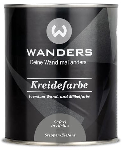 Wanders Shabby Chic Kreidefarbe 750 ml - Steppen Elefant/Dunkles Grau - Küchenmöbellack und Möbelfarbe ohne Schleifen. Chalk Paint, für Holz & mehr. Hohe Deckkraft, schnell trocknend