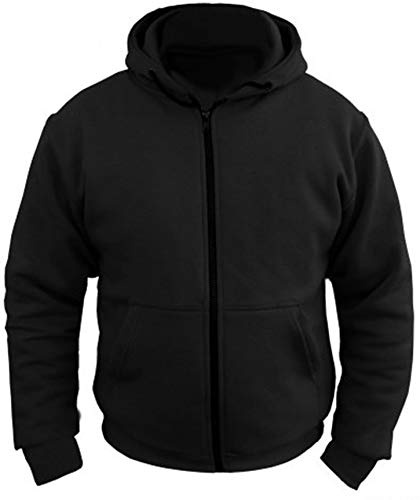 Speed MaxX Mens Black Fleece Hoodie Removable CE Armour Motorbike/Motorcycle Jacket (XL)