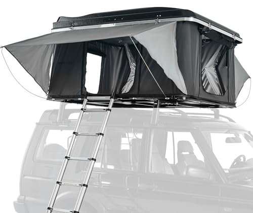 Prime Tech Hartschalen-Autodachzelt Nevada schwarz/grau – Leichtbau, nur 47 kg