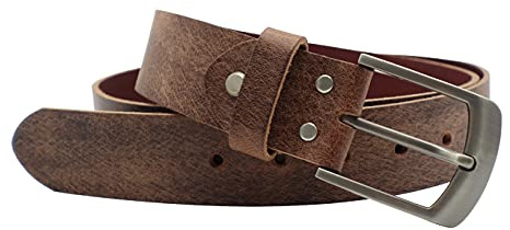 NK Belt GmbH Handgemachter Herren Ledergürtel aus Büffelleder braun, Made in Germany, Anzug Jeans Gürtel 38mm #HBS-05
