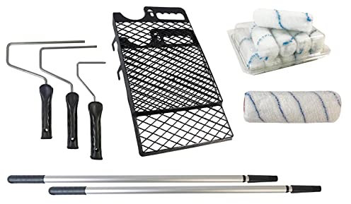 Set professionale per pittore, rullo da pittura, asta telescopica, asta a incastro, griglia colorata 20 pezzi