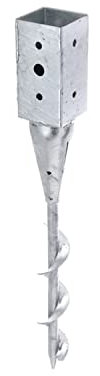 siwitec Einschraub-Bodenhülse für Vierkantpfosten, feuerverzinkter Stahl, Länge 595 mm, 71 x 71 mm, witterungs- und korrosionsbeständig, Einschlag Bodenhülsen, Bodenhülsen für Holzpfosten