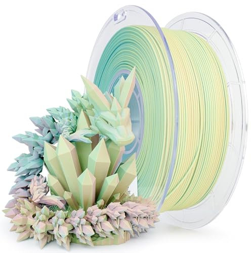 ZIRO Matt Dreifarbiges 3D Drucker Filament, Multicolor Co-Extrusion Matte PLA Filament 1.75mm 1kg, Matte Oberfläche, Kompatibel mit FDM 3D-Druckern, Buntes Nebel