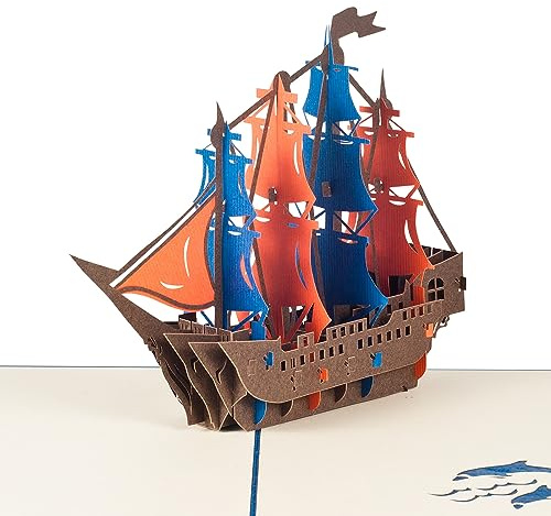 3D Geburtstagskarte,Pop up Segelboot Grußkarte mit Umschlag zur Verwendung als Ermutigungskarten,Abschlusskarten,Trostkarten,Dankeskarten - Braun