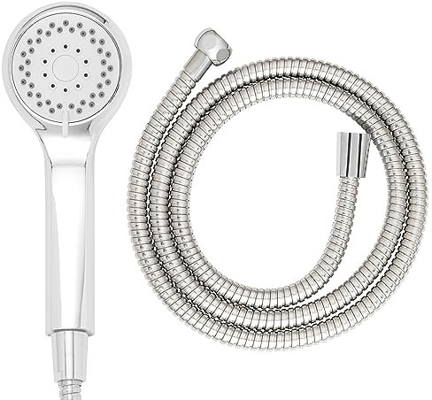 Beldray LA032593FEU7 Shower Head & Hose Set – 3 Spray Functions (Shower, Massage, Shower & Massage), 1.5m Flexible Hose Shower Pipe, Stainless Steel Finish, Easy to Install - All Fittings Included