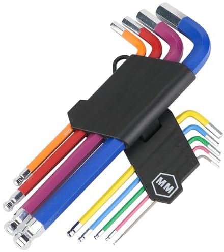 Anesty Allen Key Set, 9PCS Metric Hex Key Set 1.5-10mm, Long Ball End Hex Allen Keys Sets with Holder for Bike Guitar Furniture Maintenance, Anti-Slip, Cr-V Made