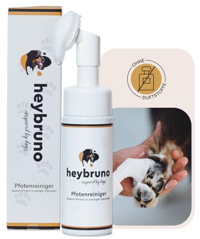 heybruno Pfotenreiniger für Hunde | 150 ml | Hundepfotenbürste | Hundepfoten Reiniger ohne Wasser