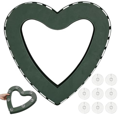Lurrose Herzförmiger Blumenhalter Mit Saugnapf Für Hochzeitsauto Dekoration Kunststoff Blumenständer Für Floristen Steckmasse Herz 15.75 Zoll Blumenarrangementhalter Für Besondere Anlässe