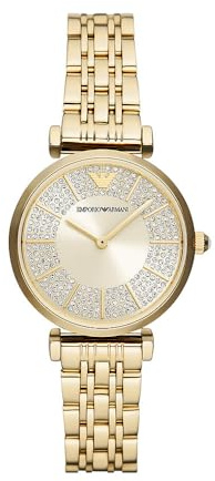 Emporio Armani Watch for Women, 32mm Zweizeiger Quarzwerk mit goldfarbenem Edelstahlarmband