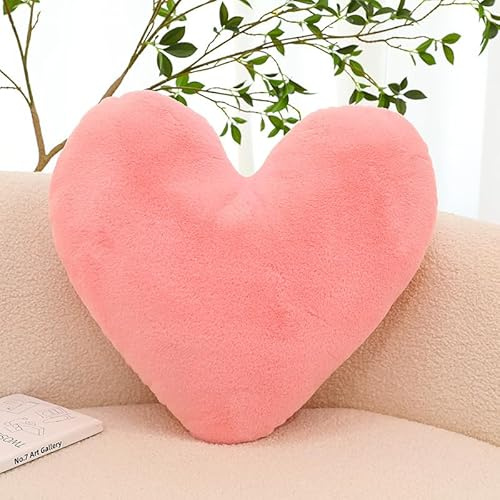 Zinsale Weiche herzförmige Kissen, herzförmiges Plüschkissen, herzförmiges dekoratives Kissen, gefülltes Wurfkissen, Schlafkissen, Heimdekoration (Pink, 40CM)