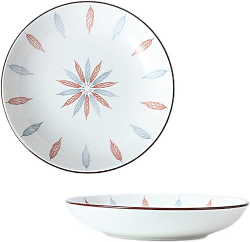 YDEWLY Assiettes Creuses, Bol à Curry, Assiette Creuse empilable, Ensemble d'assiettes Creuses de 2 à 700 ML, Rouge et Lignes