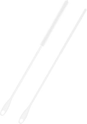 2 Stück Silikon Strohhalmbürsten, 6mm+8mm Extra Lange Trinkhalm Reinigungsbürste Wiederverwendbare Flaschen Strohhalm Waschwerkzeug mit Aufhängering Biegsame Pfeifenreiniger (Weiß)