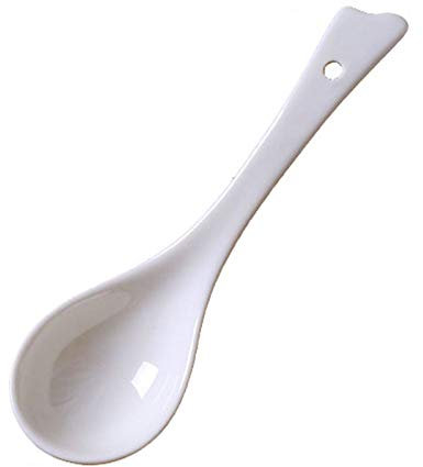 OWOHYG Scoop Bone China Suppenlöffel-Set Haushaltsreislöffel 10-teilig Niedlicher Porzellanlöffel 5,5 Zoll Langer weißer Suppenlöffel