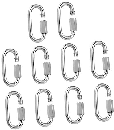 Moschettone Acciaio Inox 304, Collegamento connettore catena a maglia rapida con anello di collegamento da 20 pezzi(Silver,5X0.5CM)