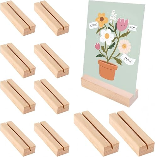 Porte-Carte Bois Naturel - Support Photo 10 Pièces Porte-Affiches pour Fêtes, Mariages, Maison, Bureau