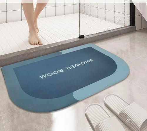 Tappeto da bagno ad asciugatura rapida, antiscivolo, tappetino assorbente in pietra diatomite e gomma, tappeto flessibile e facile da pulire, stile moderno per il bagno, tappetino assorbente per