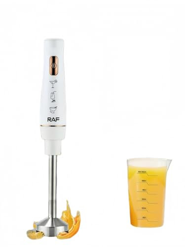 Batidora de Mano Potencia de 800W con Jarra Medidor 600ml Cuchillas 4 Hojas Acero Inoxidable Multifunciona para Alimentos para Bebés, Sopa, Batidos, Puré, Batidora de Mano de Salsa