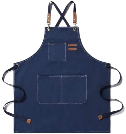 YETONADO Delantal de lona de moda para el hogar, cocina, jardinería, trabajo, para mujer, cocina, restaurante, trabajo, azul, Talla única