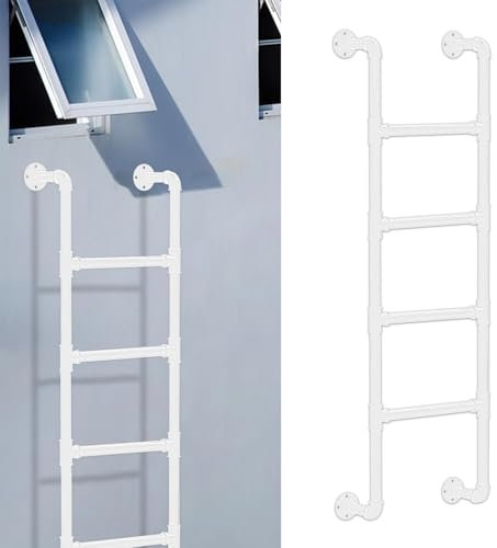 KHLMSRXJ An der Wand montierte Metallleiter für den Dachboden, 100 cm – 300 cm, Eingangs- und Ausstiegsleiter aus Schmiedeeisen, robuste Fluchtleiter für Fensterschacht für Wohnheim, Biblio
