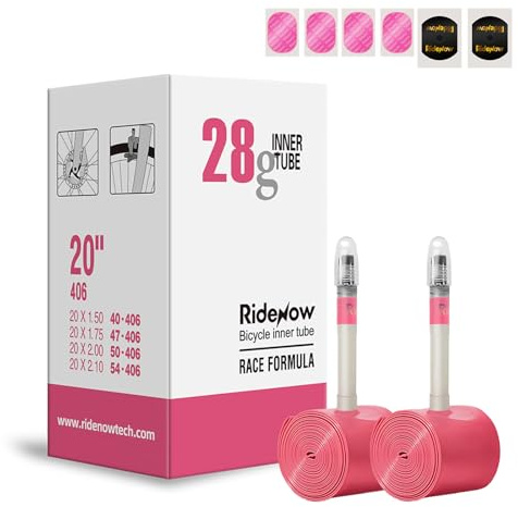 RideNow Faltrad Schlauch TPU Fahrradschlauch 2 Pack, 28g Ultraleicht 20Zoll(406mm) Klappfahrrad Schläuche mit Presta Ventil 45mm/65mm
