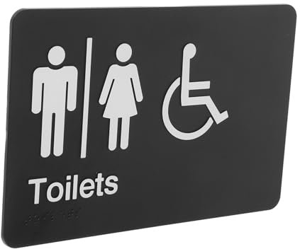 SKISUNO Self-adhesive Braille Toilet Sign Washrooms Sign Gender Neutral Restroom Identification Unisex Bathroom for Offices and Public Places