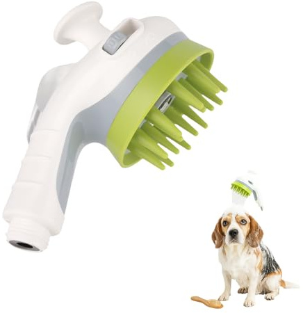 Dog Shower Head - 2 in 1 Pet Shower Brush, High-Pressure Water Flow Deep Cleaning, Dog Bath Brush, Soft Rubber Teeth Massage, Bathing Artifact, Remove Loose Hair & Dirt, Universal for Dogs & Cats