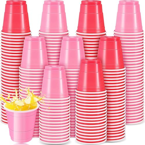 Tczecoo 200 Stück Mini Schnapsbecher, Partybecher, 60ml, Rosa, Rosenrot | Wiederverwendbare Schnapsgläser, Shots Probebecher für Party Camping Verkostung Geburtstag Hochzeit