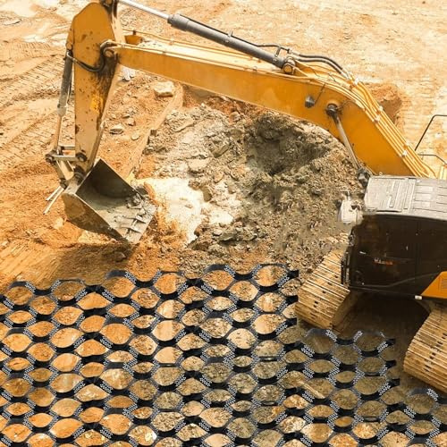 Caillebotis en plastique Grille de sol Grille géo au sol, résistance à la traction flexible for les allées de pente de travail de sous-sol de terrassement, nid d'abeille en polyéthylène Caillebotis st