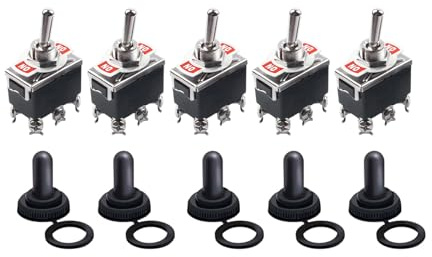2 interruttori a levetta di posizione 15a 250 VAC impermeabili 12 mm foro di montaggio per barche e camion, progetti marini, con tappi impermeabili