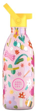 Cool Bottles - Bottiglia d'acqua in acciaio inox per bambini, bottiglia termica per bambini - Bevande fredde per 36 ore e calde per 18 ore- Bug Life 500ml